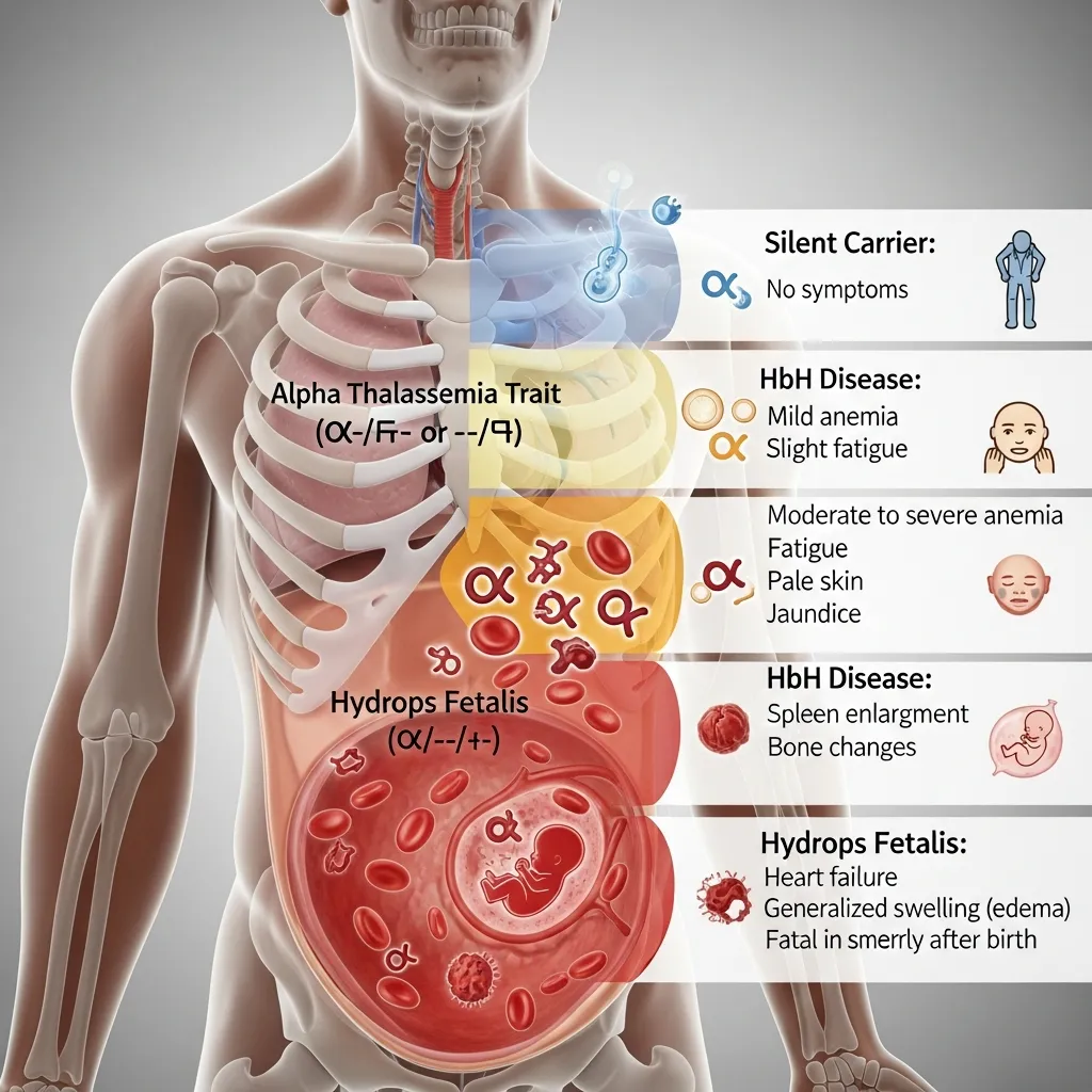 Types of alpha thalassemia and symptoms